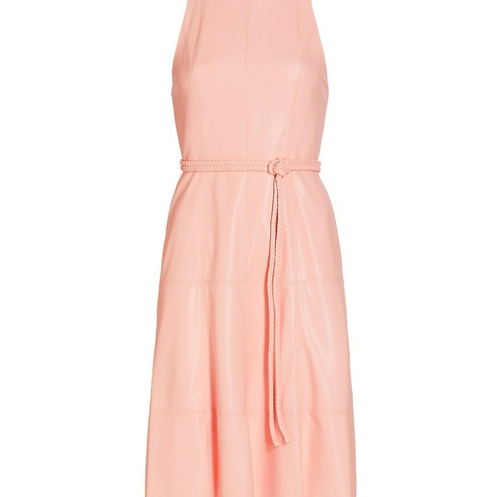 Alice + Olivia Leandra Braided Belt Vegan Leather Midi Dress - Size 2
